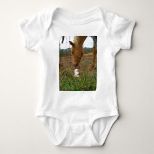 horse & Spring flower Bunny Baby Bodysuit