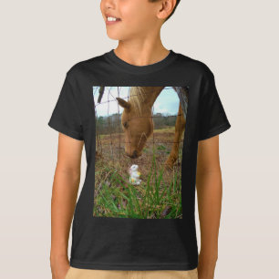 horse & Spring flower Bunny T-Shirt
