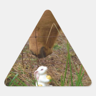 horse & Spring flower Bunny Triangle Sticker