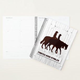 Horse Stables Western Horseback Weathered Wood Planner