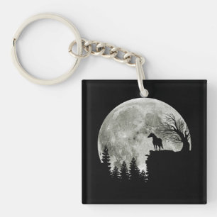 Horse Stand On Mountain Spooky Halloween Moon Key Ring