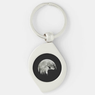 Horse Stand On Mountain Spooky Halloween Moon Key Ring