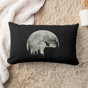 Horse Stand On Mountain Spooky Halloween Moon Lumbar Cushion
