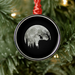 Horse Stand On Mountain Spooky Halloween Moon Metal Tree Decoration