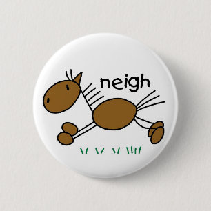Horse Stick Figure Button