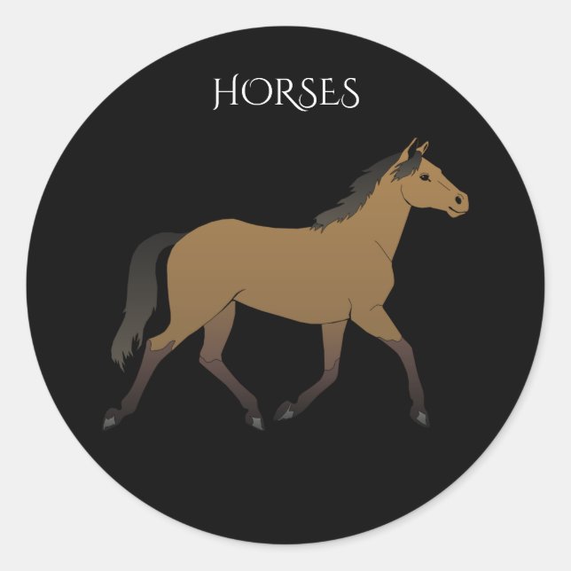Horse Stickers, Black / Brown / White Classic Round Sticker (Front)