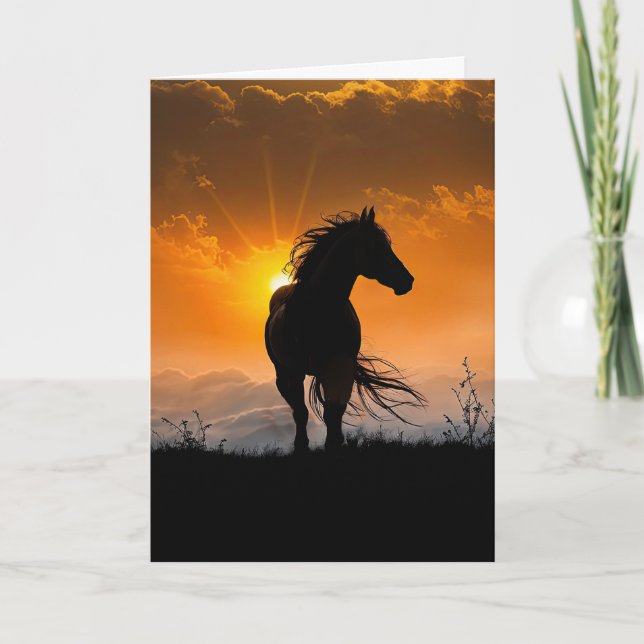 Horse Sympathy Condolences Loss of Horse Windblown Card (Front)
