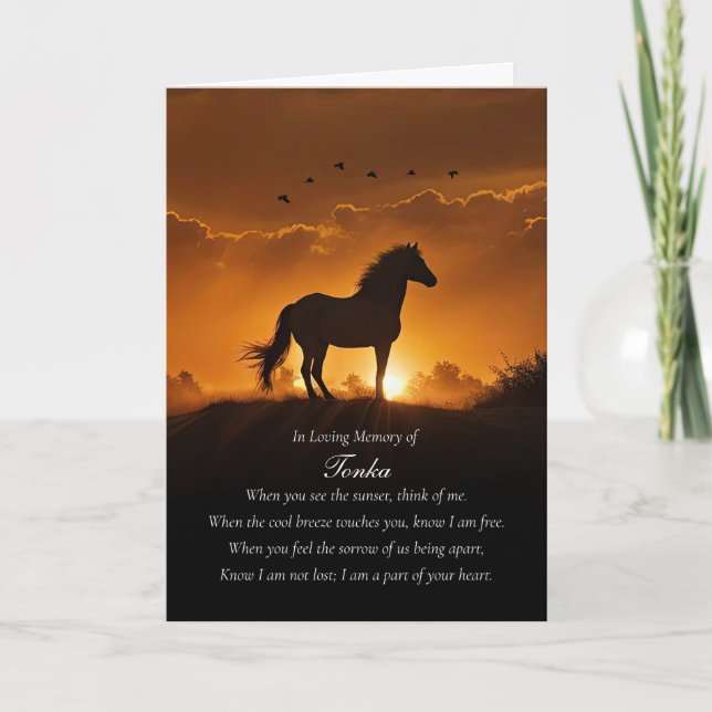 Horse Sympathy Condolences Loss of Horse's Name Card (Front)