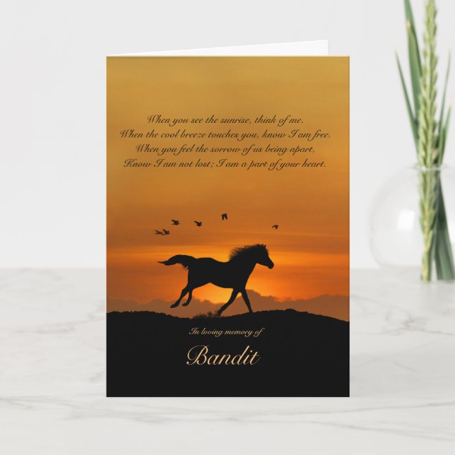 Horse Sympathy Custom Name Spiritual Card (Front)