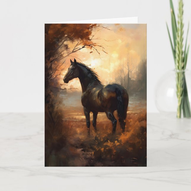 Horse Sympathy Peaceful Sunset Equestrian Card (Front)