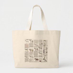 horse tack antique newsprint advertising art large tote bag