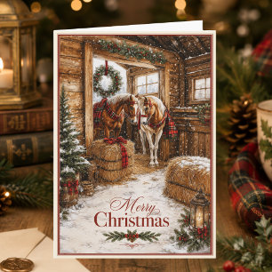 Horse Tartan Plaid Country Christmas  Holiday Card