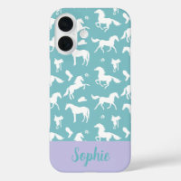 Horse Teal Pattern Rider Custom Name