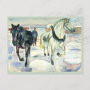 Horse Team in Snow by Edvard Munch Postcard