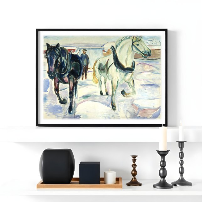 Horse Team in Snow by  Edvard Munch Poster (Creator Uploaded)