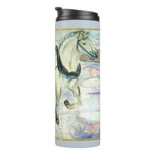 Horse Team in Snow by Edvard Munch Thermal Tumbler
