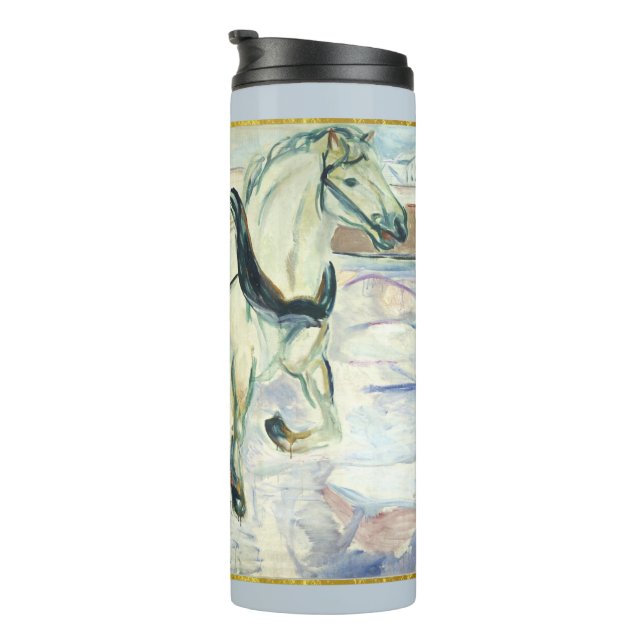 Horse Team in Snow by Edvard Munch Thermal Tumbler (Rotated Right)