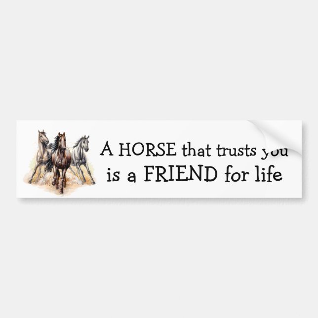 HORSE that Trusts FRIEND for life Quote Award  Bumper Sticker (Front)