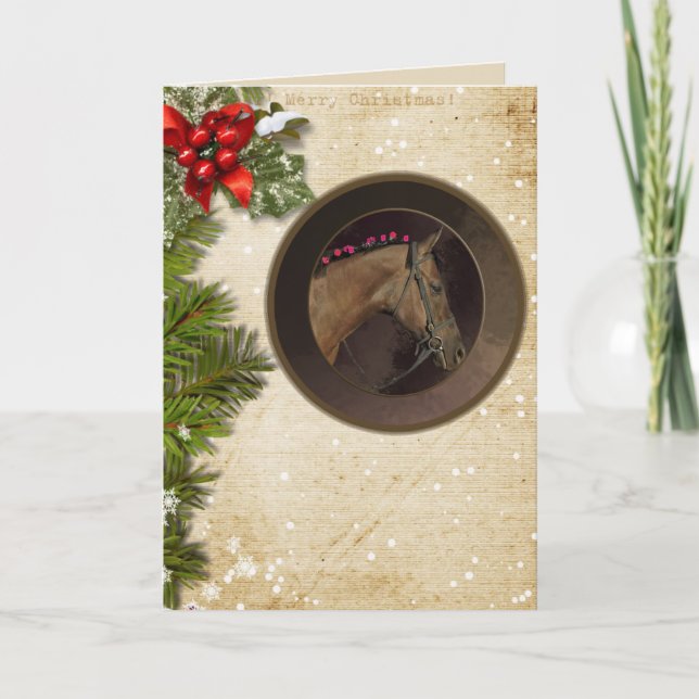 Horse Theme Christmas Card & Envelope; Customise! (Front)