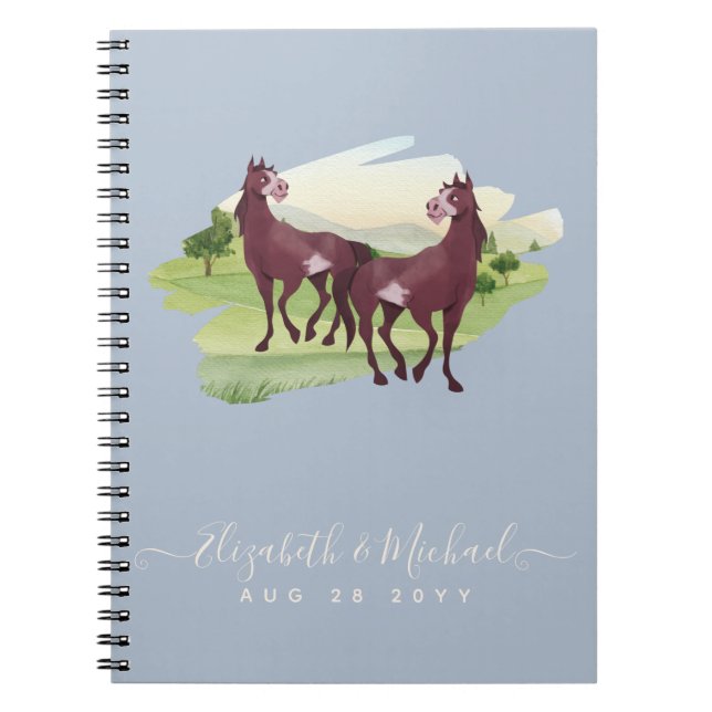Horse Themed Country Western Rustic Wedding Notebook (Front)