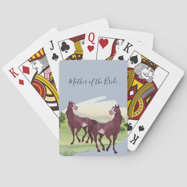 Horse Themed Country Western Rustic Wedding Playing Cards (Back)