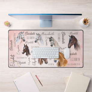 Horse themed gifts personalised name desk mat