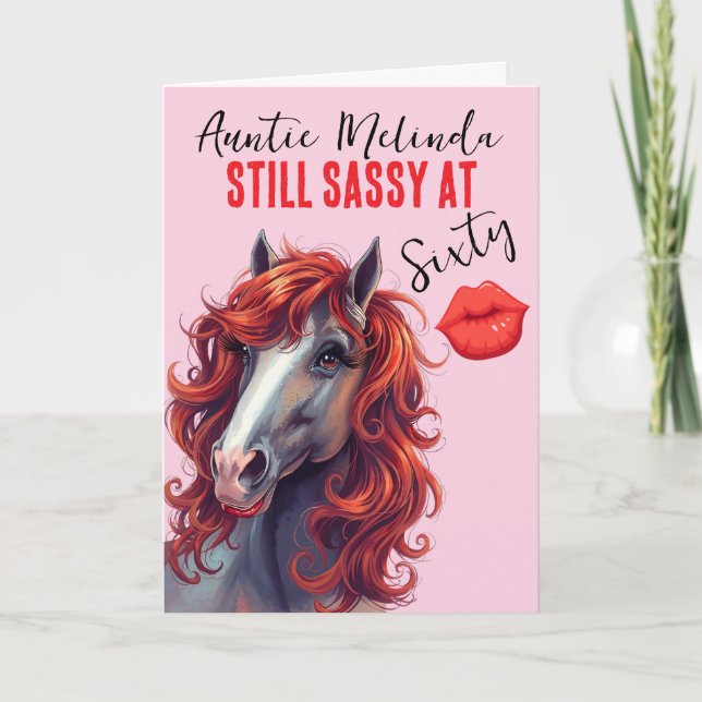Horse Themed Sassy at 60 Birthday Card (Front)