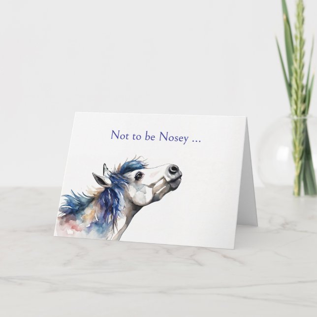 Horse Thinking of You Cute and Funny Holiday Card (Front)