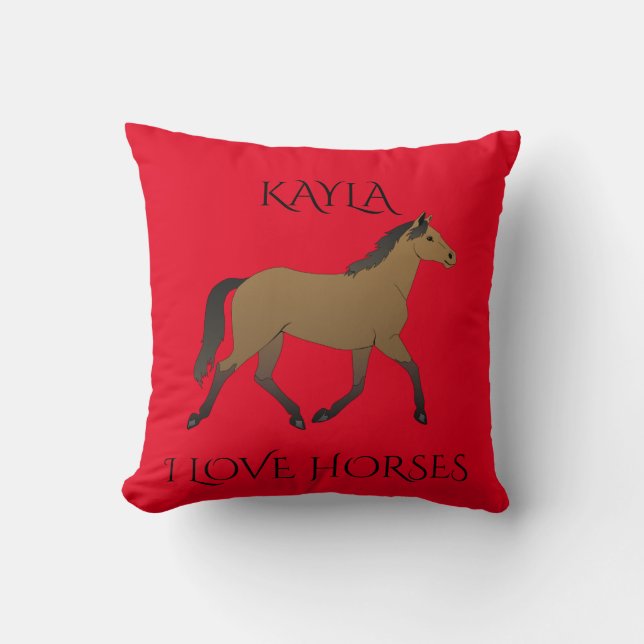 Horse throw pillow  personalized name available (Front)