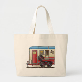 Horse Trailer Camper Large Tote Bag