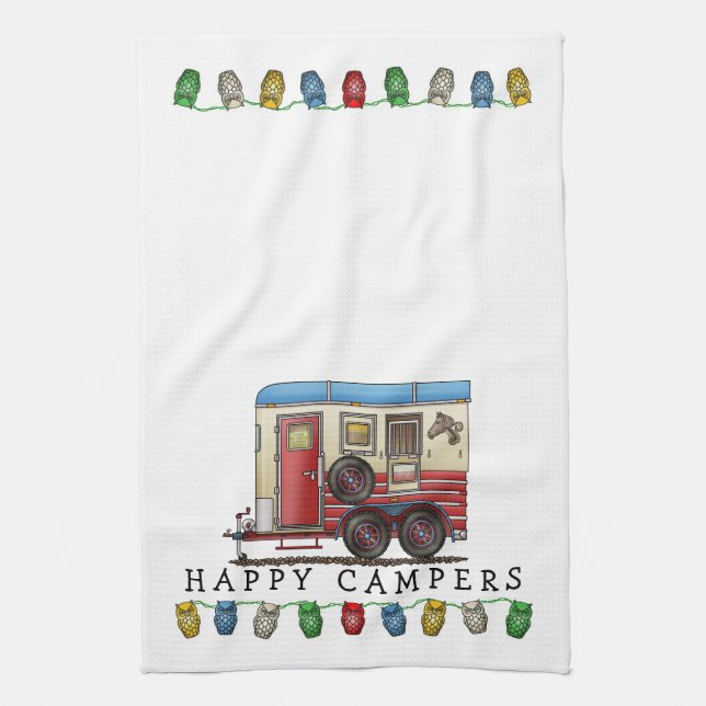 Horse Trailer Camper Tea Towel (Vertical)