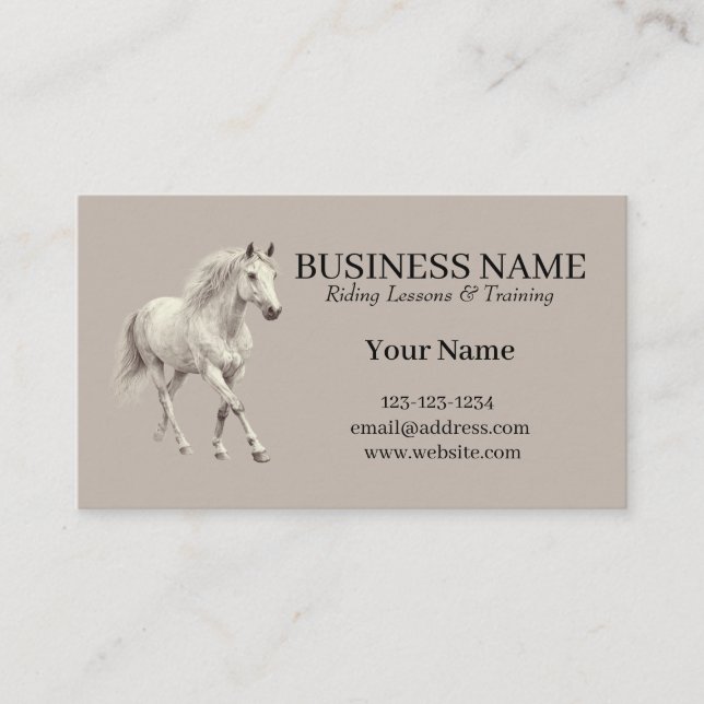Horse Trainer Riding Lessons  Business Card (Front)