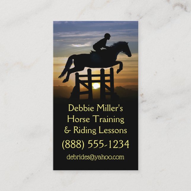 Horse Training and Riding Lessons  Business Card (Front)