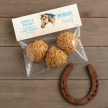 Horse Treats Blue Baby Shower Favour Food Tag