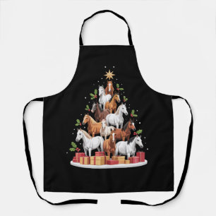 Horse Tree Christmas Horses Xmas Gifts Apron