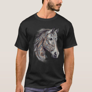 Horse Tribal Abstract Art Native American Geometri T-Shirt