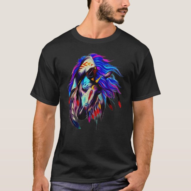 Horse Tribal Abstract Native American For Men And  T-Shirt (Front)