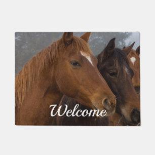 Horse Triplets Welcome Doormat