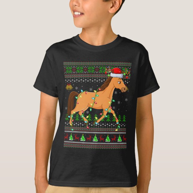 Horse Ugly Christmas Sweaters Holiday Santa Cute X (Front)
