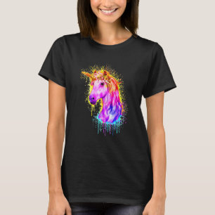 Horse Unicorn Colourful Rainbow Cute Women Girl Ho T-Shirt
