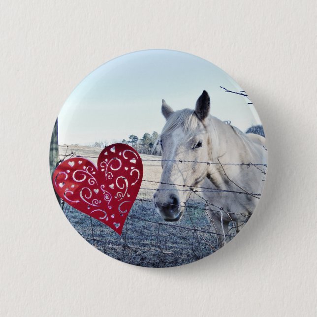 HORSE Valentine heart 6 Cm Round Badge (Front)