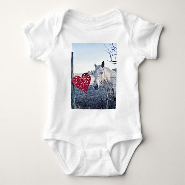 HORSE Valentine heart Baby Bodysuit (Front)
