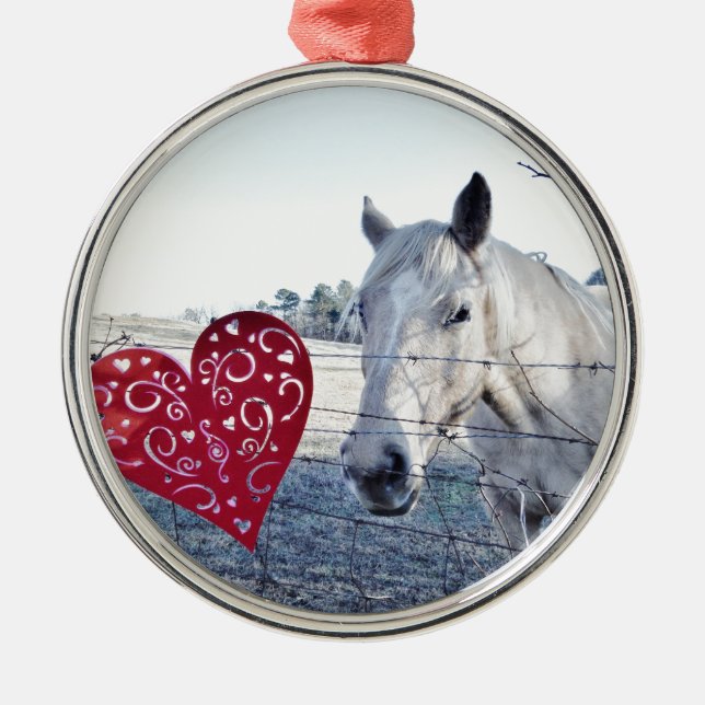 HORSE Valentine heart Metal Tree Decoration (Front)