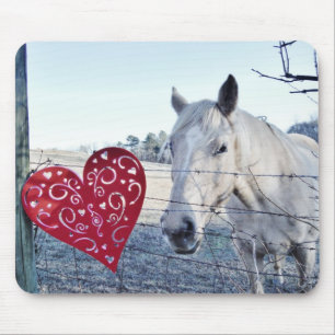 HORSE Valentine heart Mouse Pad