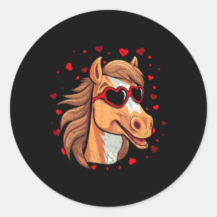 Horse Valentine Sungles Heart Cute Horse Lovers  Classic Round Sticker