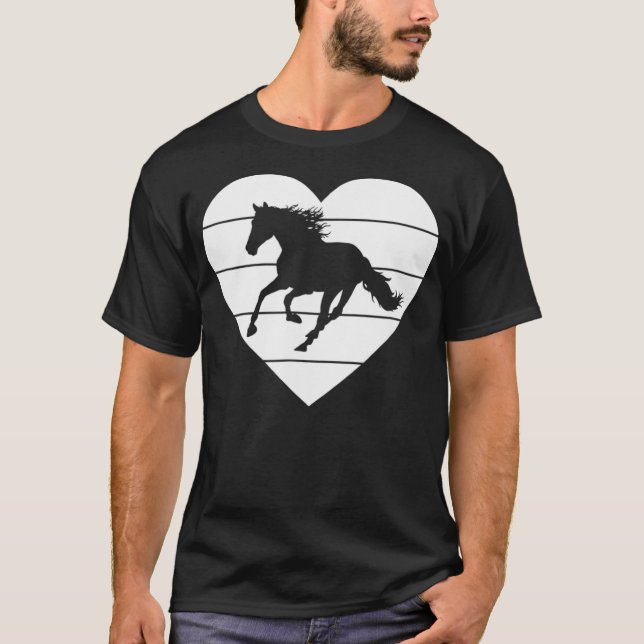 Horse Valentines Day Heart Women Horse Lover Eques T-Shirt (Front)
