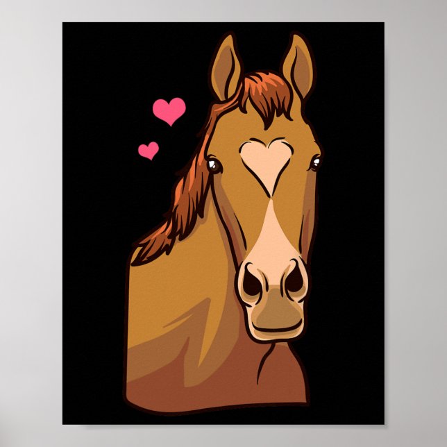 Horse Valentines Day Shirt Heart Pony Horseback Ri Poster (Front)