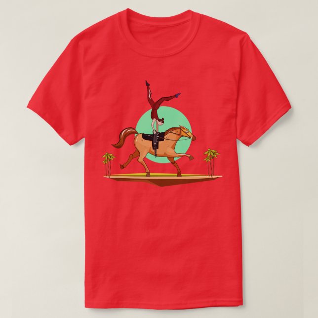 Horse Vaulting Illustration T-Shirt (Design Front)