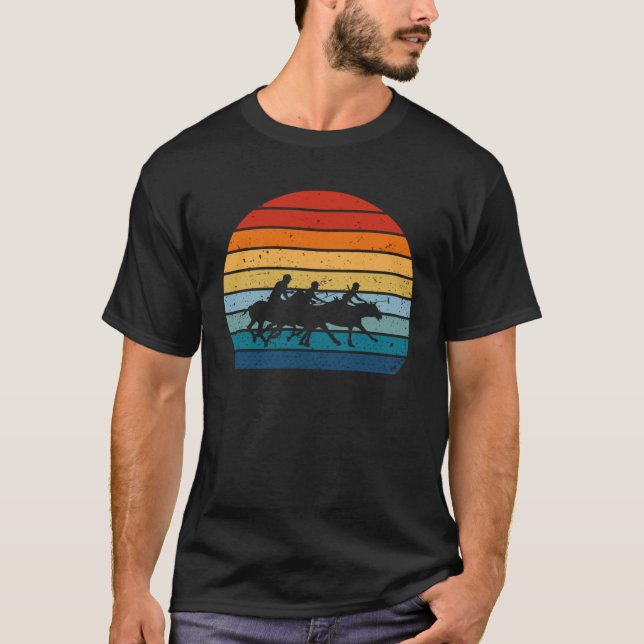 Horse Vintage Retro Sunset Polo Player (Front)