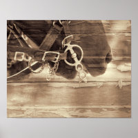 Horse Vintage Western Sepia Rustic Country Wood